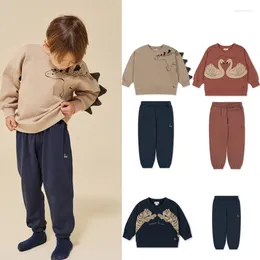 Clothing Sets Toddler Girl Clothes KS Brand 2023 Winter Kids Sweaters Boys Cute Print Sweatshirts And Pants Baby Children Cotton Outwear