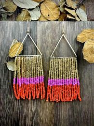 Dangle Earrings Rice Bead Hand Knitting Beaded Triangle Simplicity Pattern Bohemia Geometry Alloy Ma'am Tassel