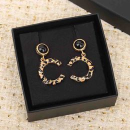 Luxury quality charm large size drop earring with black beads and enamel design have stamp box in 18k gold plated PS4768A