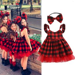 Girl Dresses Baby Girls Christmas Dress 6M-4Y Toddler Born Plaid Tulle Princess 1 Year Old Birthday Party Costume