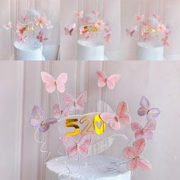 Festive Supplies 5pcs Butterfly Cake Decoration Embroidery Topper Romantic Valentine's Day Baking