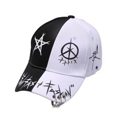 Black and white color block personality baseball cap duck mouth hat men's and women's fashion hip hop duck tongue hat