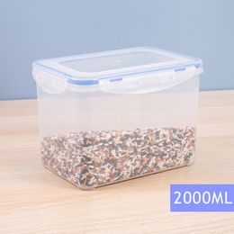 Microwave Crisper Transparent Plastic Box Rectangular Sealed Box Refrigerator Frozen Food Storage Box 2000ml 1224678