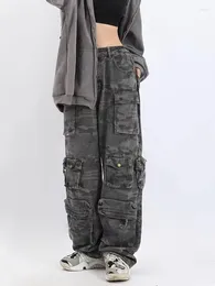 Men's Pants Y2K American Retro Street Fashion Camouflage Overalls For Men And Women High Hip-hop Wide Leg Straight Tube Casual