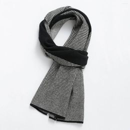 Scarves Houndstooth Design Men's Knitted Scarf Black Warm Neck British Style Gift Wholesale