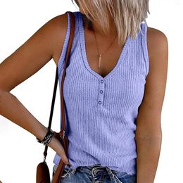 Women's Tanks T-shirt Shirt Undershirt Casual Sleeveless Button-down V-neck Blouse