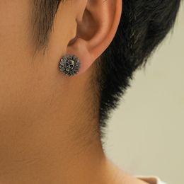 Skull Stud Earrings Men Womens Personalized Punk Gothic Earrings Skeleton Sunflower Stud Earrings for Halloween Party Hypoallergenic