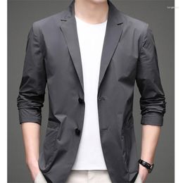 Men's Suits Men's Summer Blazer Men Coat Sunscreen Clothing Korean Fashion Single-Breasted Suit Jacket Long Sleeves Casual Pocket