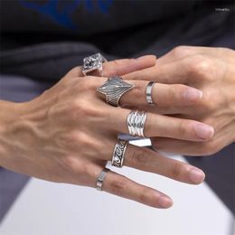 Cluster Rings Combination Of Stacked For Men Trendy And Personalised Niche Design Cool Minimalist Retro Hip-hop Men's