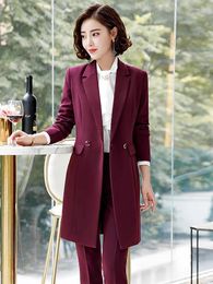 Women's Suits Classic Vintage Autumn Winter Women Long Blazer Outerwear Overcoat Elegant Sleeve Formal Business Office Lady Jacket Coat
