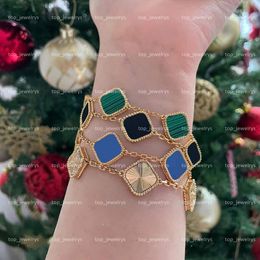 5 motifs 4 leaf clover bracelet luxury bracelets diamond bangle fashion Jewellery for women 18K gold agate shell diamond Bracelet woman birthday christmas gift