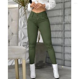 Women's Pants Streetwear High Waist Tight Skinny Y2K Khaki Pencil Women Solid Color Sexy Bodycon Pockets Casual Trousers