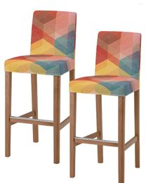Chair Covers Abstract Geometric Color Bar Short Back Stretch Stool Cover Armless Office Seat