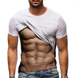 Camisetas masculinas roupas engraçadas camisa muscular modelo masculino impressão 3d camiseta verão manga curta harajuku topos rua casual solto t