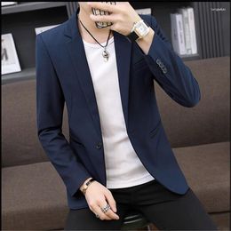 Men's Suits Men's Blazers For Men Clothing Korean Slim Solid Casual Suit Jacket 2023 Autumn Fashion Long Sleeve Tops Single Buckle