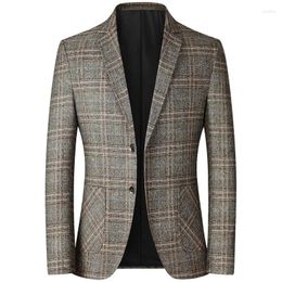 Men's Suits 2023 Suit Jacket High-quality Clothing Business Casual Blazers Handsome Plaid Slim Fit Blazer Size 4XL-M