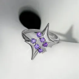 Cluster Rings JWER 2023 Vintage Purple Crystal Star Adjustable For Women Lover ZIrcon Cool Girl Y2K Jewelry Accessories Gifts