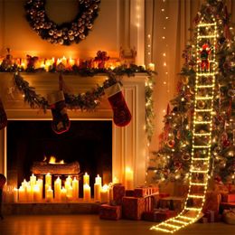 LED Strings USB Christmas Decorations Ladder Lights Indoor Outdoor Window Garden Xmas Tree Hanging with Santa Claus Doll Decor String Lamp