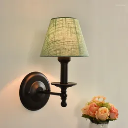 Wall Lamps Norbic Brief Countryside Black Iron E14 LED Bulb Sconce Lamp Home Deco Bedroom Bedside Colorful Fabric Light Fixture