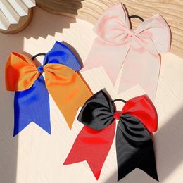 Hair Accessories 1pcs Solid Colour Big Bows With Elastic Band For Girls Ribbon Bowknot Rubber Headwear Kids