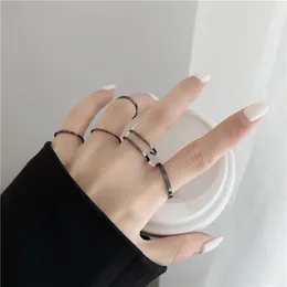 Cluster Rings Adolph 5pcs/set Hiphop Metal Geometry Circular Punk Set Index Finger Accessories Buckle Joint Tail Ring For Women Jewelry