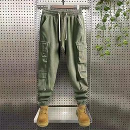 Men's Pants Autumn Cargo Men Drawstring Ankle Length Spring Streetwear Trousers Fashion Cotton Casual Work