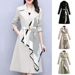 Women's Trench Coats Women Coat Warm Lady Windbreaker Belt Classic Dress Style Hem Mid-Length Streetwear