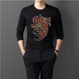 new high quality brand men long tshirt fitness casual clothing casual nice rhinestones long shirt261x