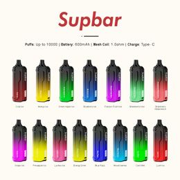 Original Supbar 10000 plus Puffs 600mAh Disposable Vape Pen E Cigarettes 20ml Pod Mesh Coil RGB light Rechargeable Air-adjustable 0% 2% 3% 5% Device