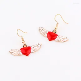 Dangle Earrings Yungqi Heart Wing Drop Earring Minimalist Bohemia Enamel Piercing For Women Girls Lovers' Birthday Gift