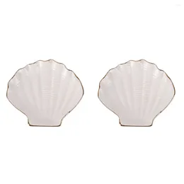 Jewelry Pouches 2 Pack Shell Plate Dressing Table Decor Key Holder Bowl Retro Earrings Desktop Vintage Display Stand Decorative Tray