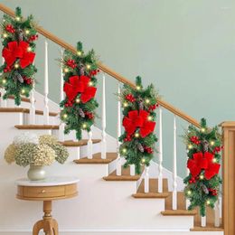 Decorative Flowers Christmas Prelit Stairway Trim Artificial Swag Multifunctional Festival Theme For Stair Front Door Decoration