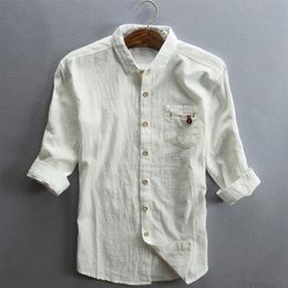 Helisopus Men Linen Shirt Half Sleeve Cotton Thin Grey Black Shirts With Pocket Plus Size Male Casual Vintage Shirts291f