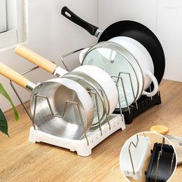 Kitchen Storage Organizer Stainless Steel Spoon Holder Shelf Cooking Dish Pan Cover Stand Accessories Pot Lid Cabinet