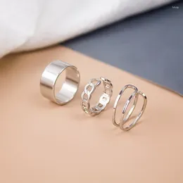 Cluster Rings KOUDOUN 3pcs/Set Punk Ring Simple Design Vintage Gold Silver Colour Joint Sets For Women Jewellery Korean Version