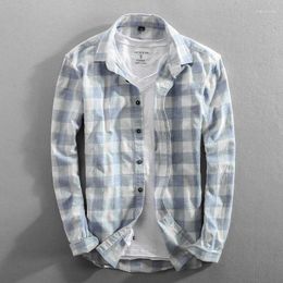 Men's Casual Shirts 2023 Fashion Chequered Cotton Shirt Long Sleeve Soft Comfort Male Plaid Dress Slim Fit