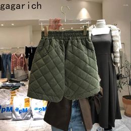 Women's Pants Gagarich Women Casual Short 2023 Autumn Winter Temperament Elegant Diamond Quilted Line Elastic Waist Wild Wide-Leg Shorts