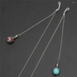 Chains Arrived 3Pcs/Lot Natural Round Blue Turquoises Ball Pendant Non-slip Sunglasses Reading Glasses Chain Mask Lanyard Straps