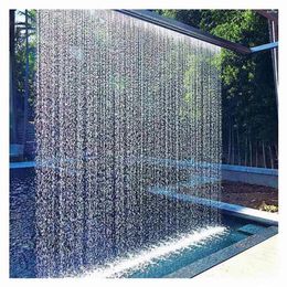 Garden Decorations Water Curtain Flow Trough Waterfall DC Rain Fountain Equipment Landscape Feature Wall