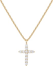 14K Gold Plated Ladies Cross Necklace | Cross Pendant | Ladies Gold Necklace/Faith Jewelry