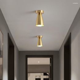 Ceiling Lights Balcony American All Copper Small Lamp Nordic Modern Simple Cloakroom Creative Porch Entrance Hall