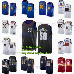 Custom 2023-24 New Printed Basketball jerseys Nikola Jokic Jamal Murray Aaron Gordon Jay Huff Vlatko Cancar Julian Strawther Braxton Key Justin Holiday Hunter