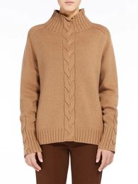 Women's Sweaters 100% Wool Women Twist Turtleneck Sweater Solid Color Hem Slit Autumn Winter Ladies Long Sleeve Simple Pullover 231027