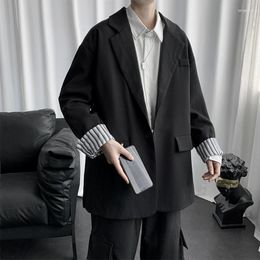 Men's Suits Men's Suit Jacket Men Clothing 2023 Bew Korean Fashion Casual Black Blazer Single Buckle Long Sleeves Tops Loose Blaser