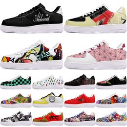 DIY shoes winter fashion autumn mens Leisure shoes one for men women platform casual sneakers Classic White Black cartoon graffiti trainers outdoor sports 10579