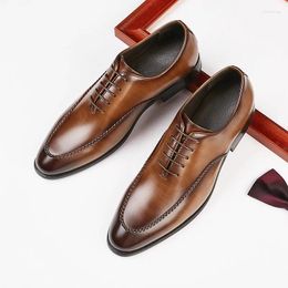 Dress Shoes 2023 Business Leather Men's Retro British Style Youth Office Gentlemen Oxford Derby