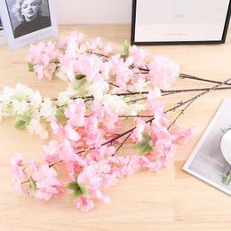Decorative Flowers 100cm Long Artificial Cherry Blossom Branches Silk Spring Peach Fake Arrangements For Home Wedding Decoration