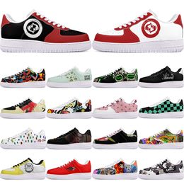 DIY shoes winter fashion lovely autumn mens Leisure shoes one for men women platform casual sneakers Classic White Black cartoon graffiti trainers sports 10006