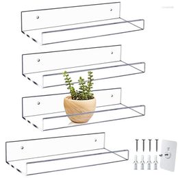 Hooks 2/3/4Pcs Clear Home Office Book Storage Rack Acrylic Wall Floating Ledge Shelf Cosmetics Organisers