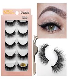 3D Mink Hair False Eyelashes Kit Contains Tweezers Handmade Reusable Natural Long Soft Eye Lashes 3D Mink Lashes Full Strip Lashes9154353